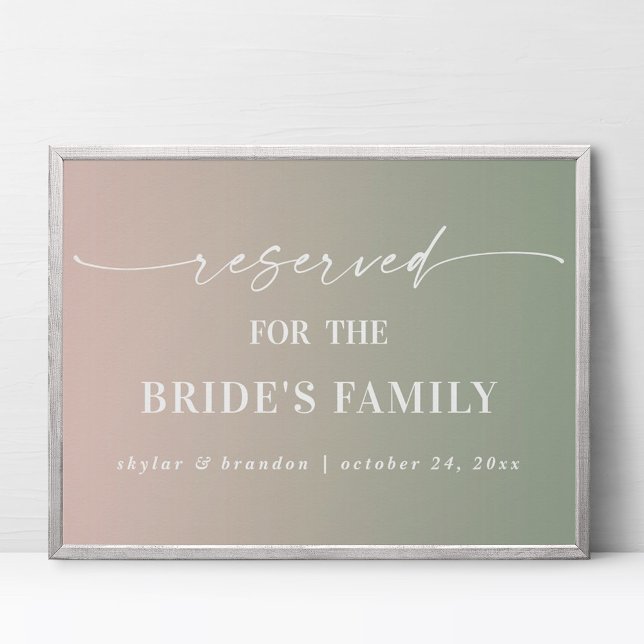 Ombre Green Reserved Bride's Family Wedding Sign (Creator Uploaded)