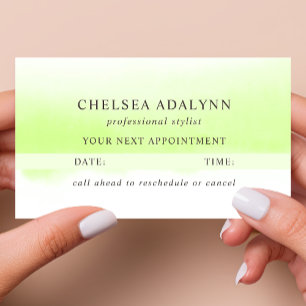 Ombre Green Watercolor Minimalist Appointment Card