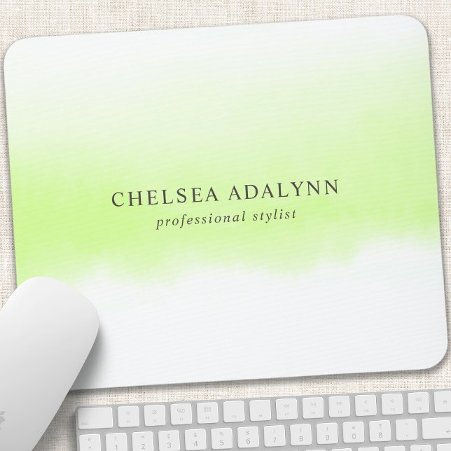 Ombre Green Watercolor Minimalist Business Mouse Mat (Creator Uploaded)