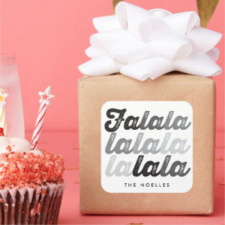 Ombre Grey Falalalala Bold Script Modern Holiday Square Sticker