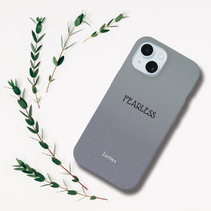 Ombre Grey Personalise Quote & Name Iphone Case