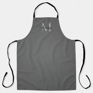 Ombré grey silver gradient monogram personalised apron