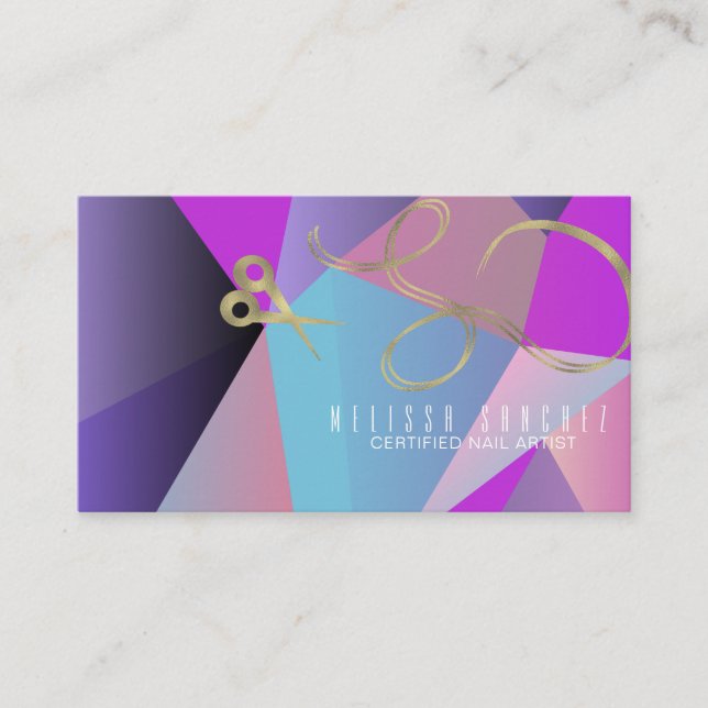 Ombré Hair Shears Faux Gold Salon Beauty Business Card (Front)