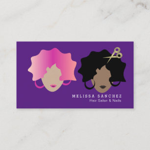 Ombré Hair Shears Faux Gold Wavy Girl Salon Beauty Business Card