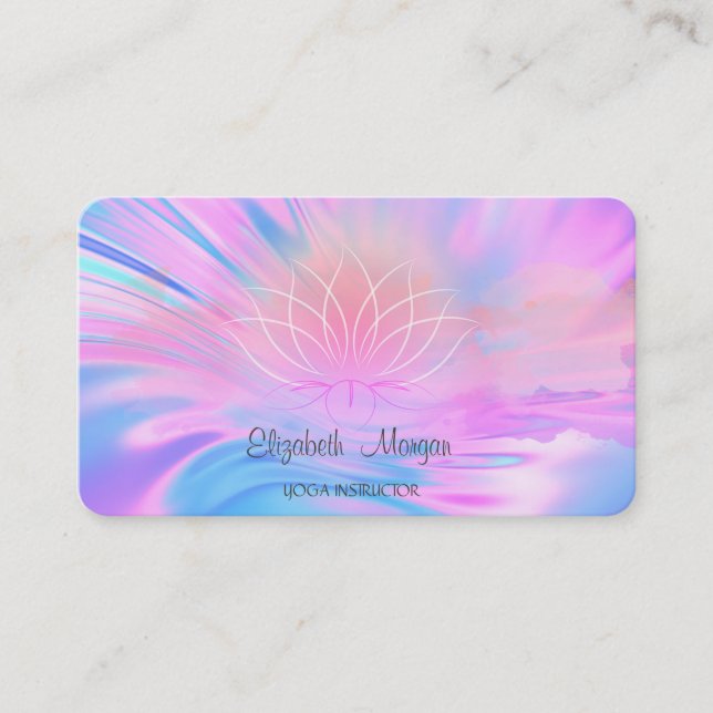  Ombre Holographic Brush Stroke Lotus Business Card (Front)