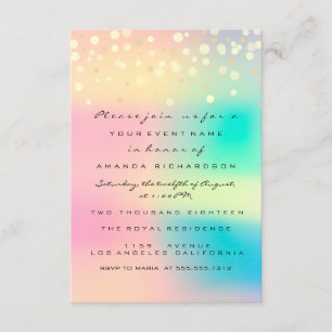 Ombre Holographic Bubble Bridal Sweet 16th Confett Invitation
