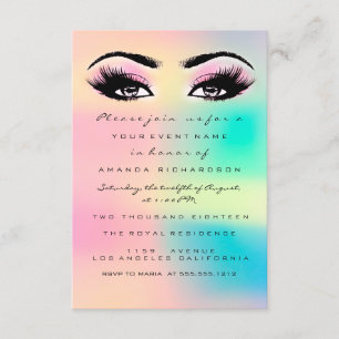 Ombre Holographic Pastel Bridal Sweet 16th Eyelash Invitation