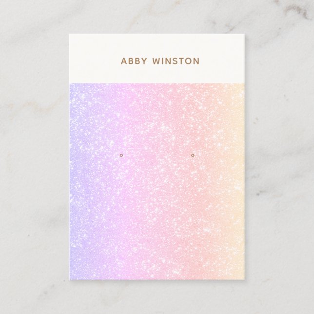 Ombre Holographic Rainbow Glitter Earring Holder Business Card (Front)
