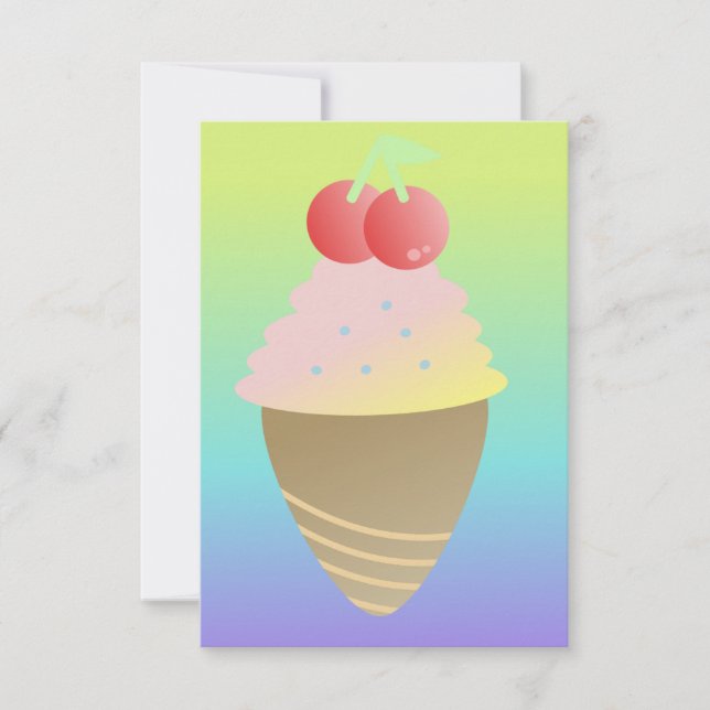 Ombre Ice Cream Two Cherry Topping Card (Front)