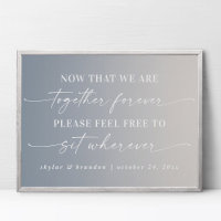 Ombre Ivory & Blue Seating Wedding Ceremony Sign