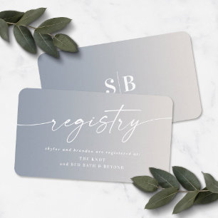 Ombre Ivory & Blue Wedding Shower Gift Registry Enclosure Card