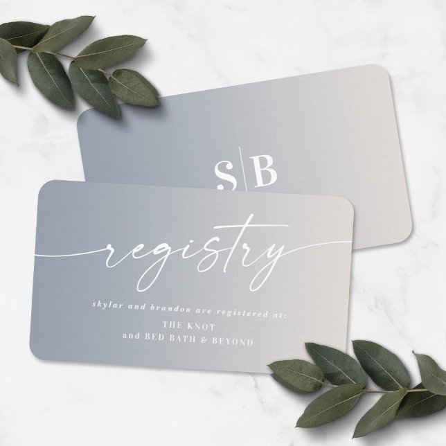Ombre Ivory & Blue Wedding Shower Gift Registry Enclosure Card (Creator Uploaded)