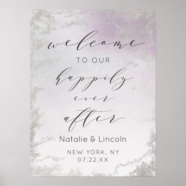 Ombre Lavender Happily Ever After Reception Sign (Front)