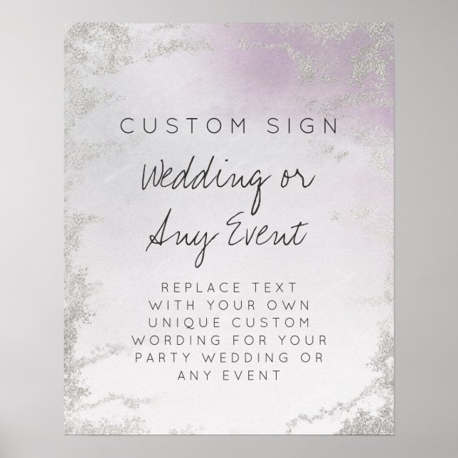 Ombre Lavender Purple Luxe Custom Text Event Sign (Front)