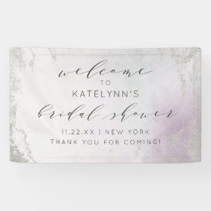 Ombre Lavender Purple Silver Bridal Shower Welcome Banner