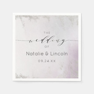 Ombre Lavender Purple Silver Foil Wedding Monogram Napkin