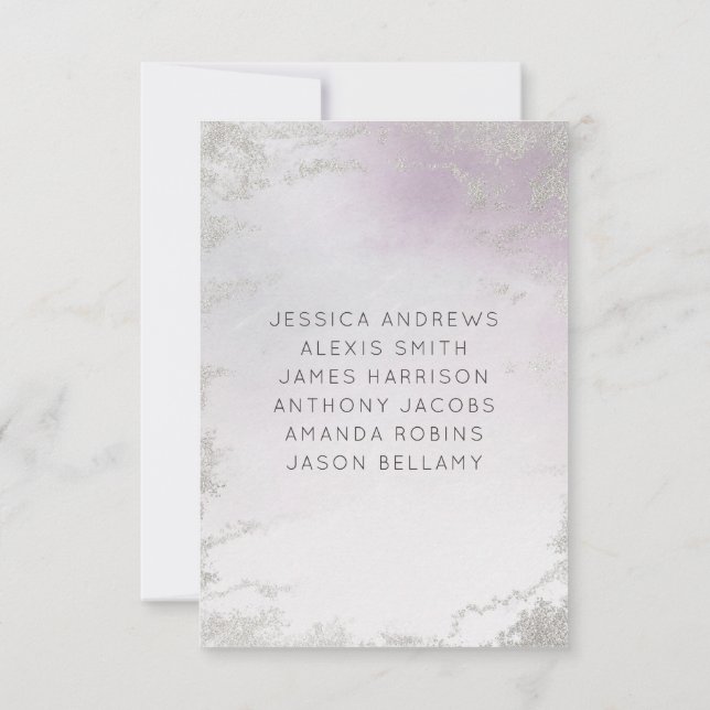 Ombre Lavender Purple Silver Wedding Table Numbers (Back)