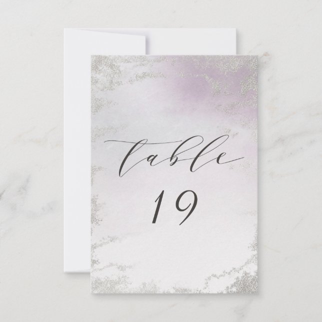 Ombre Lavender Purple Silver Wedding Table Numbers (Front)