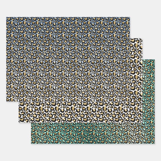 Ombre Leopard Prints Wrapping Paper Sheet (Set)