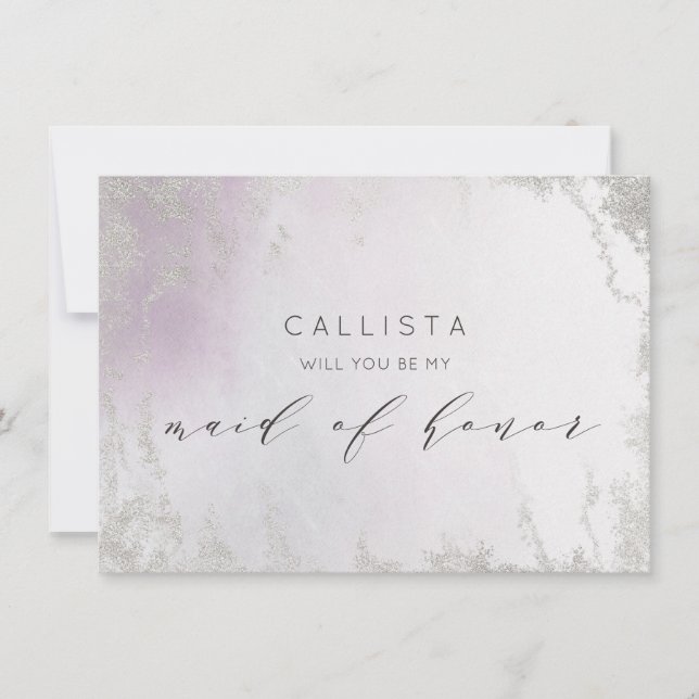 Ombre Light Purple Maid of Honour Proposal Card (Front)