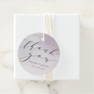 Ombre Light Purple Silver Foil Script Thank You Favour Tags