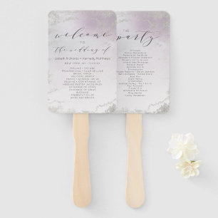 Ombre Light Purple Silver Wedding Ceremony Program Hand Fan