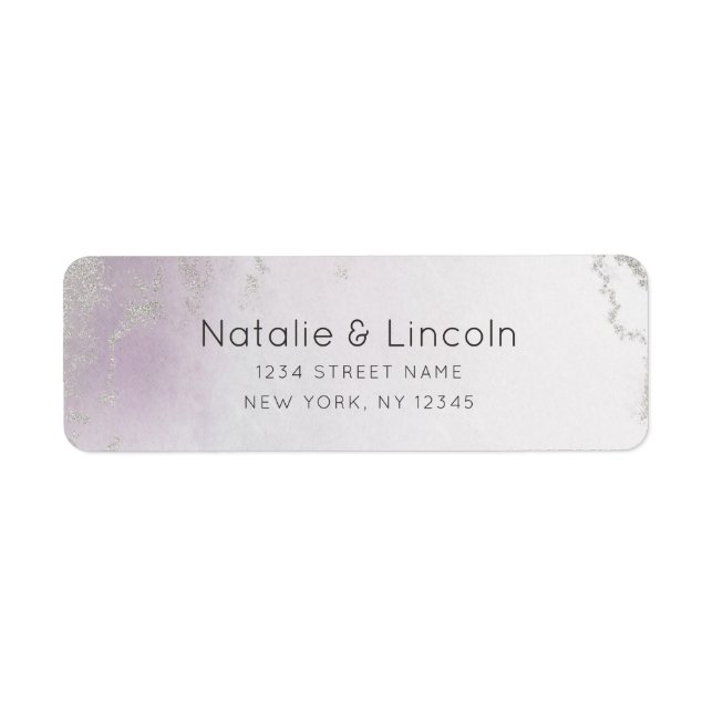 Ombre Light Purple Silver Wedding Return Address (Front)