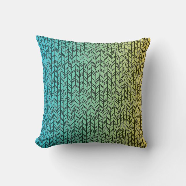 Ombre & Lines Teal Cushion (Front)