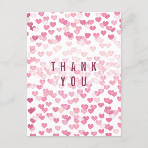 Ombre Love Hearts Thank You Postcard