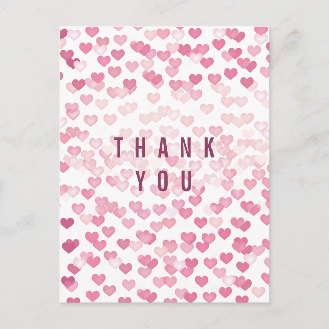 Ombre Love Hearts Thank  You Postcard (Front)