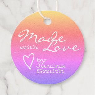 Ombre Made with Love Heart Symbol Rainbow Colours Favour Tags
