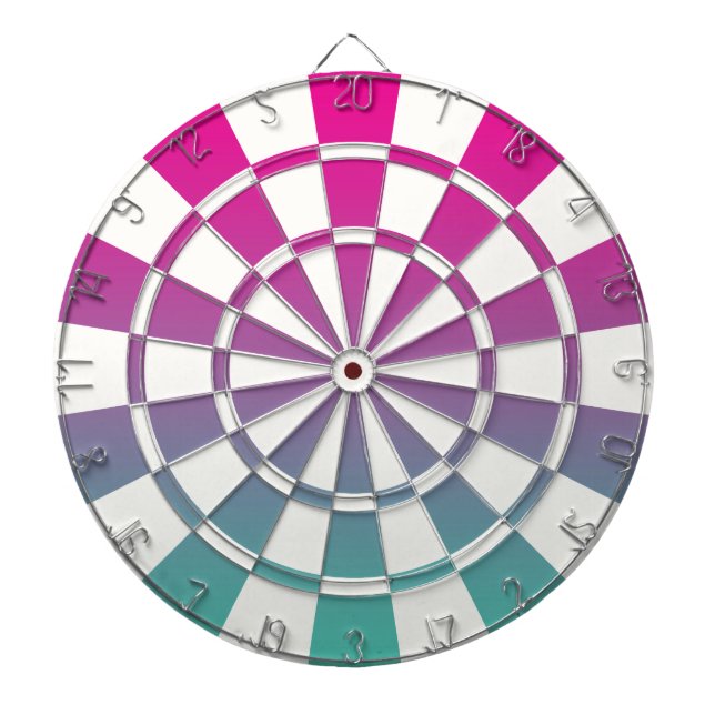Ombre Magenta Purple Teal And White Dartboard (Front)