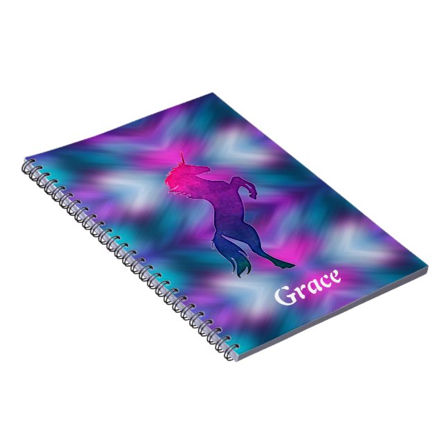 Ombre Magical Unicorn Personalised Notebook (Right Side)