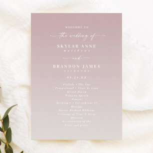 Ombre Mauve & Gardenia Wedding Ceremony Program Programme