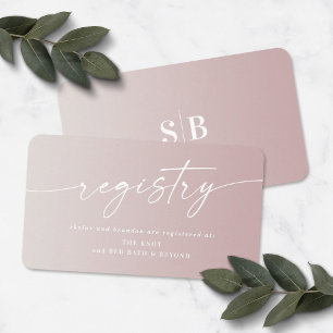Ombre Mauve & Ivory Wedding Shower Gift Registry Enclosure Card