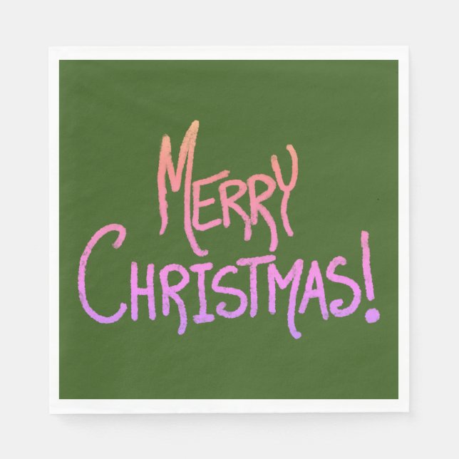 Ombré Merry Christmas Napkins' Napkin (Front)