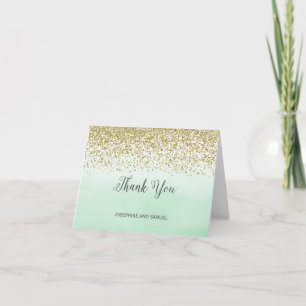 Ombre Mint and Gold Thank You Card