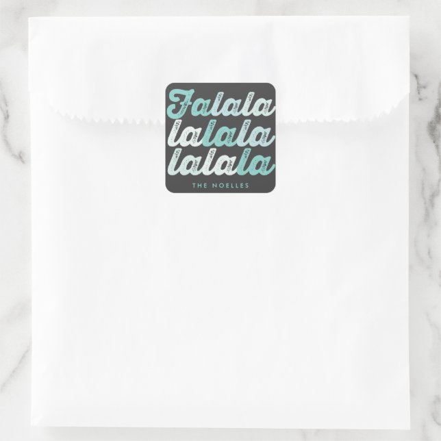 Ombre Mint Falalalala Bold Script Modern Holiday Square Sticker (Bag)
