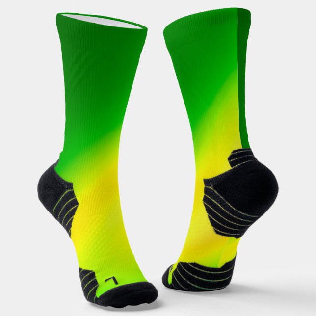 Ombre Moonlight Double Stripe Green Yellow Socks (Angled)