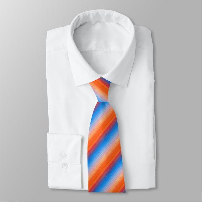 Ombre Orange Blue Sunset Tie (Tied)