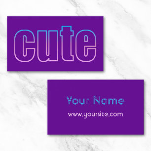Ombre Outline Cute on Purple Business Card