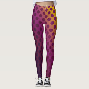 Ombre Passion Fruit Polka Dots Gold Raspberry Leggings
