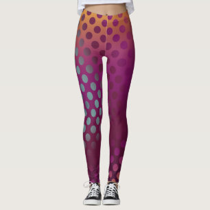 Ombre Passion Fruit Polka Dots Maroon Yellow Teal Leggings