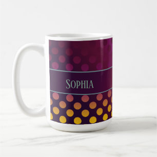 Ombre Passion Fruit Polka Dots Personalised Coffee Mug