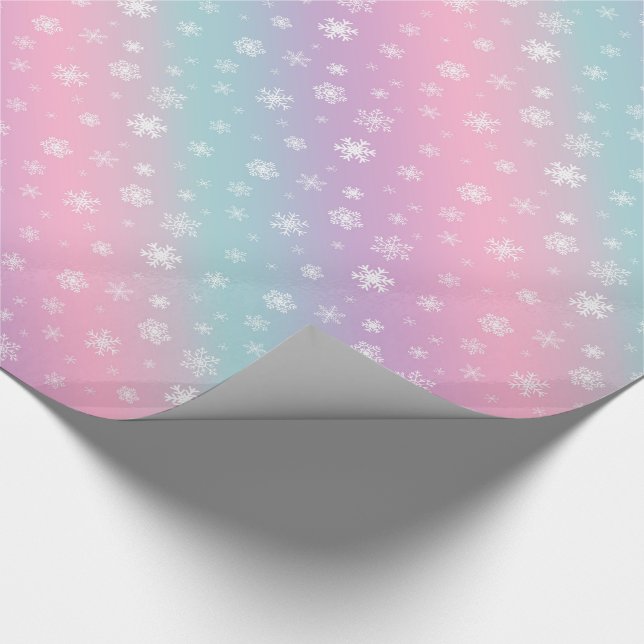 Ombre Pastel Gradient Snowflake Christmas Holidays Wrapping Paper (Corner)