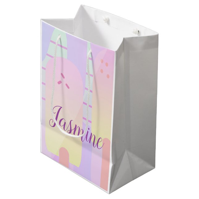Ombre Pastel Ice Pop Stripes Medium Gift Bag (Front Angled)