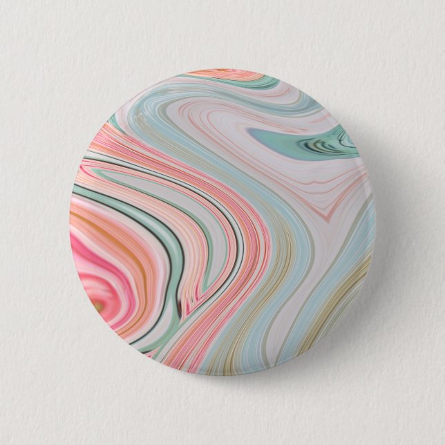 ombre pastel mint coral pink marble swirls 6 cm round badge (Front)