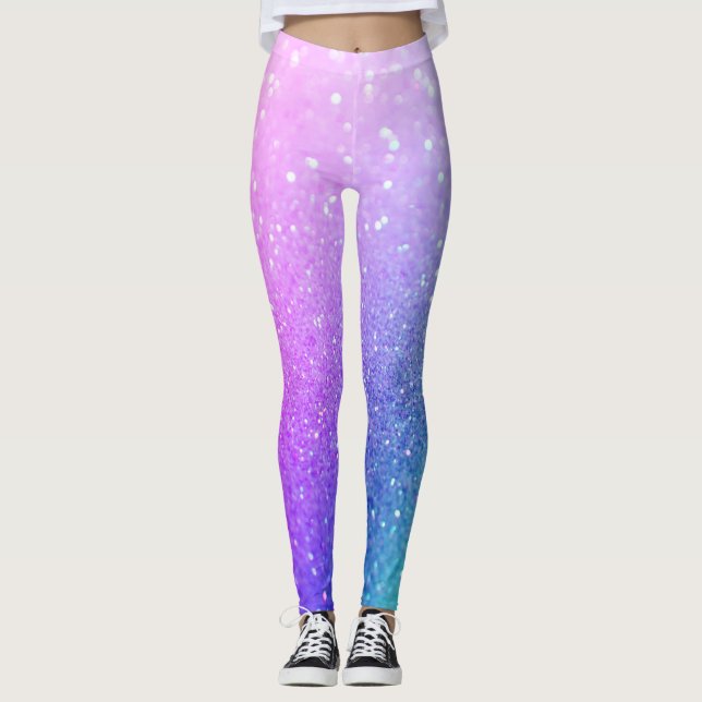 Ombre Pastel Sparkling Glitter Leggings (Front)