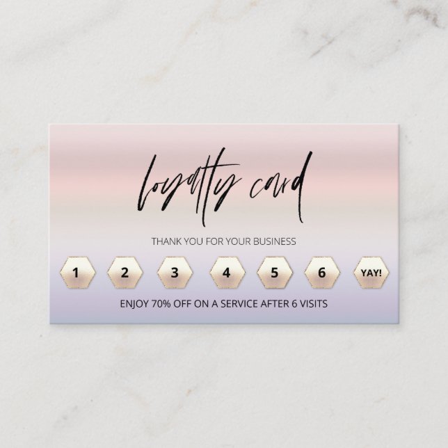 *~* Ombre Pastel Thank You Rewards QR LOGO Loyalty Card (Front)