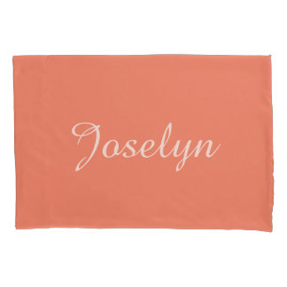 Ombre Peach Colour Modern Minimalist Custom Name  Pillowcase